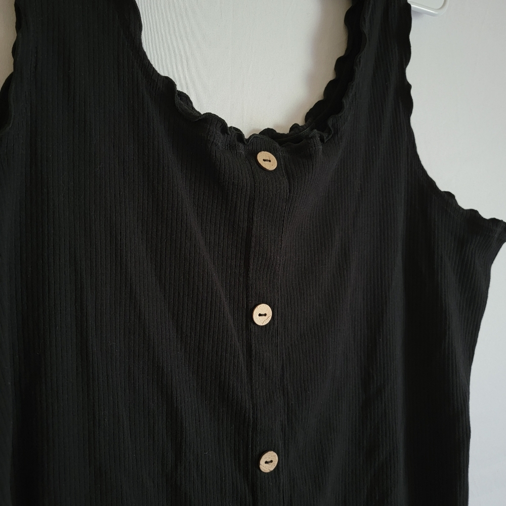 Little Black Dress Ribbed Bodycon Faux Button Down - Picture 3 of 9